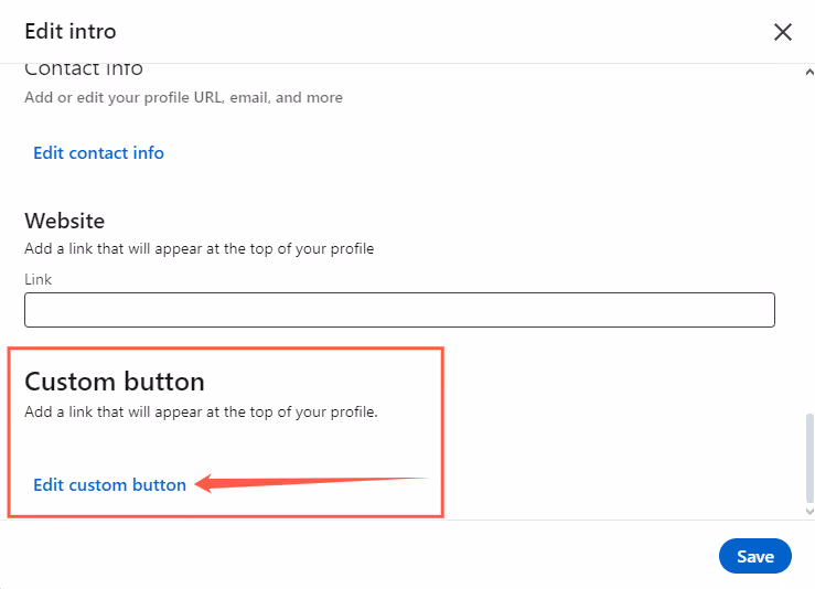 Custom button option for LinkedIn profile