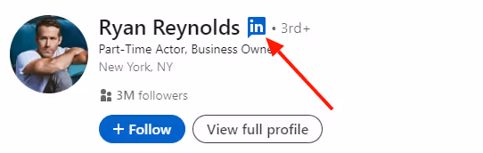 Ryan Reynolds LinkedIn profile with premium badge