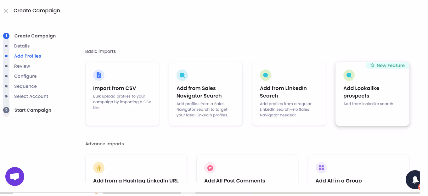 Option in SalesRobot to add profile