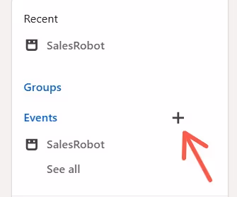 Linked events tab to click on + sign