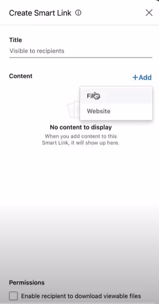 Create smart link option in Sales Nav