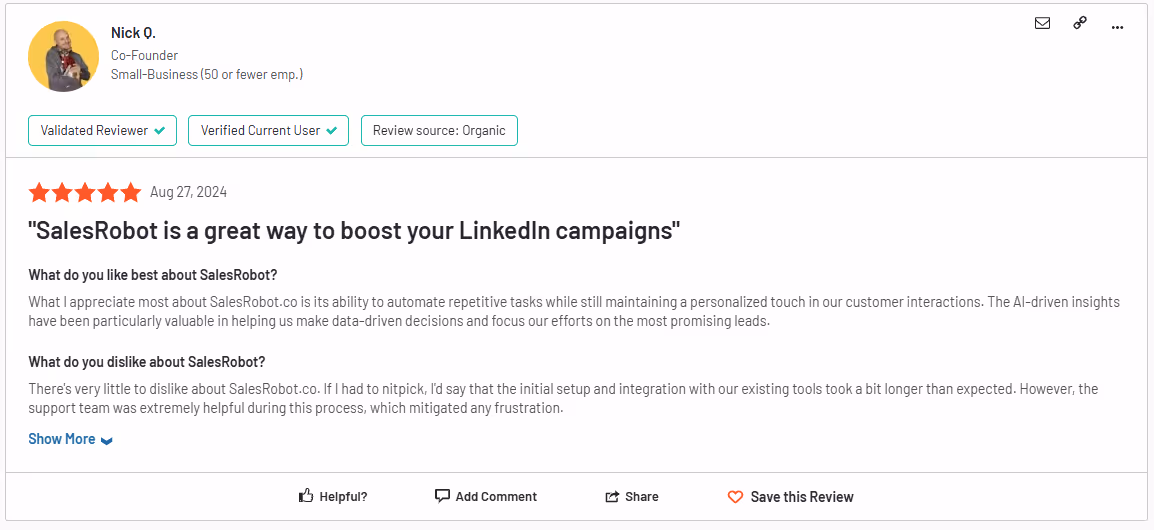SalesRobot positive review