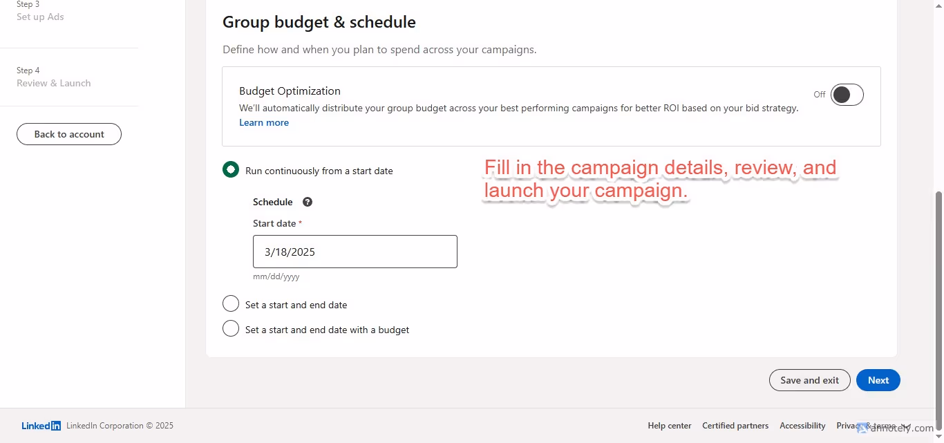 review linkedin campaign