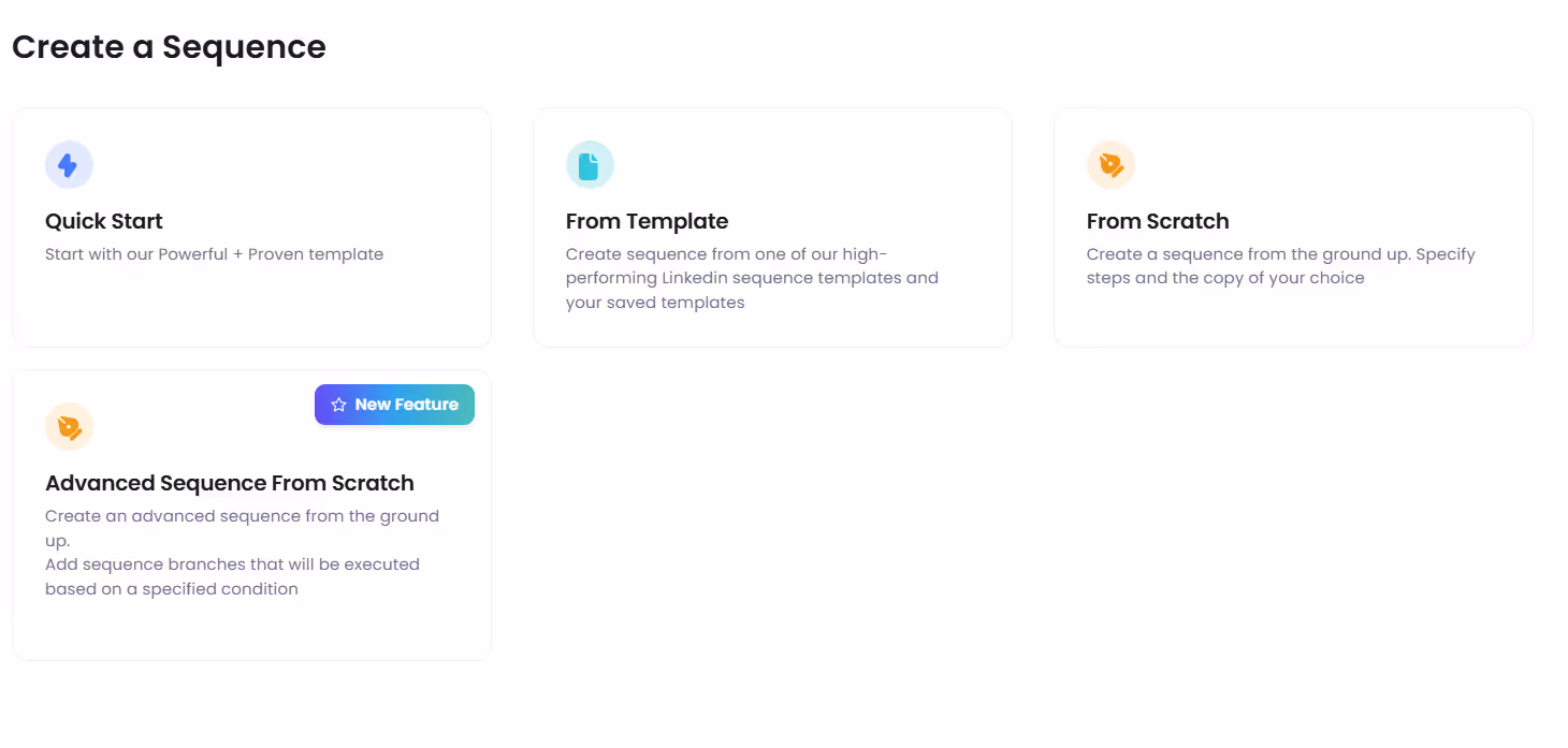 Options to create a sequence on SalesRobot