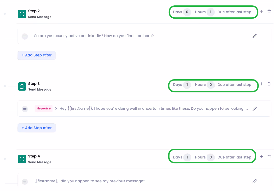 SalesRobot's step configuration.