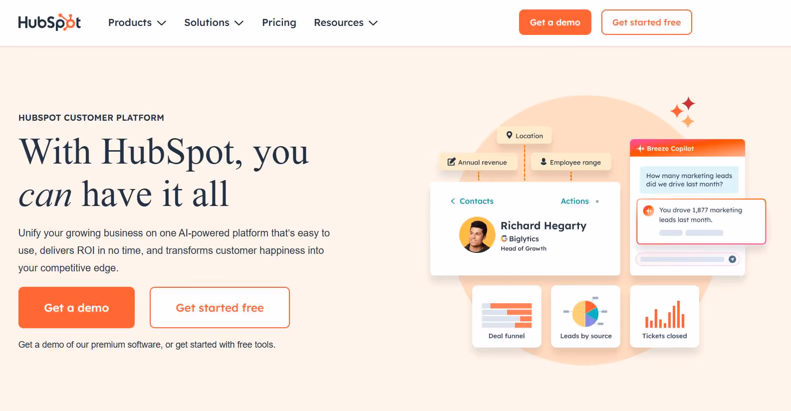 HubSpot landing page.