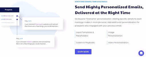 Klenty super-personalized email feature 