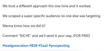 CTA in LinkedIn post