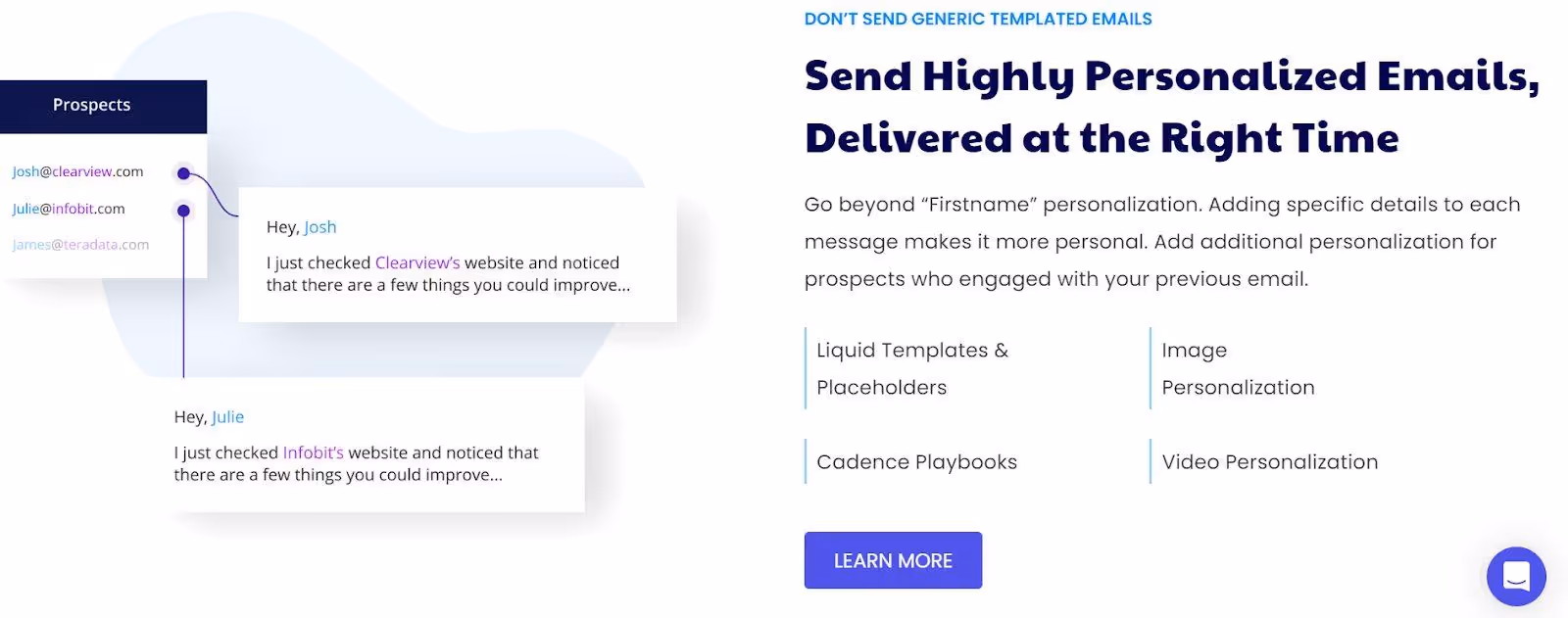 Klenty email personalization Liquid Templates and placeholders.