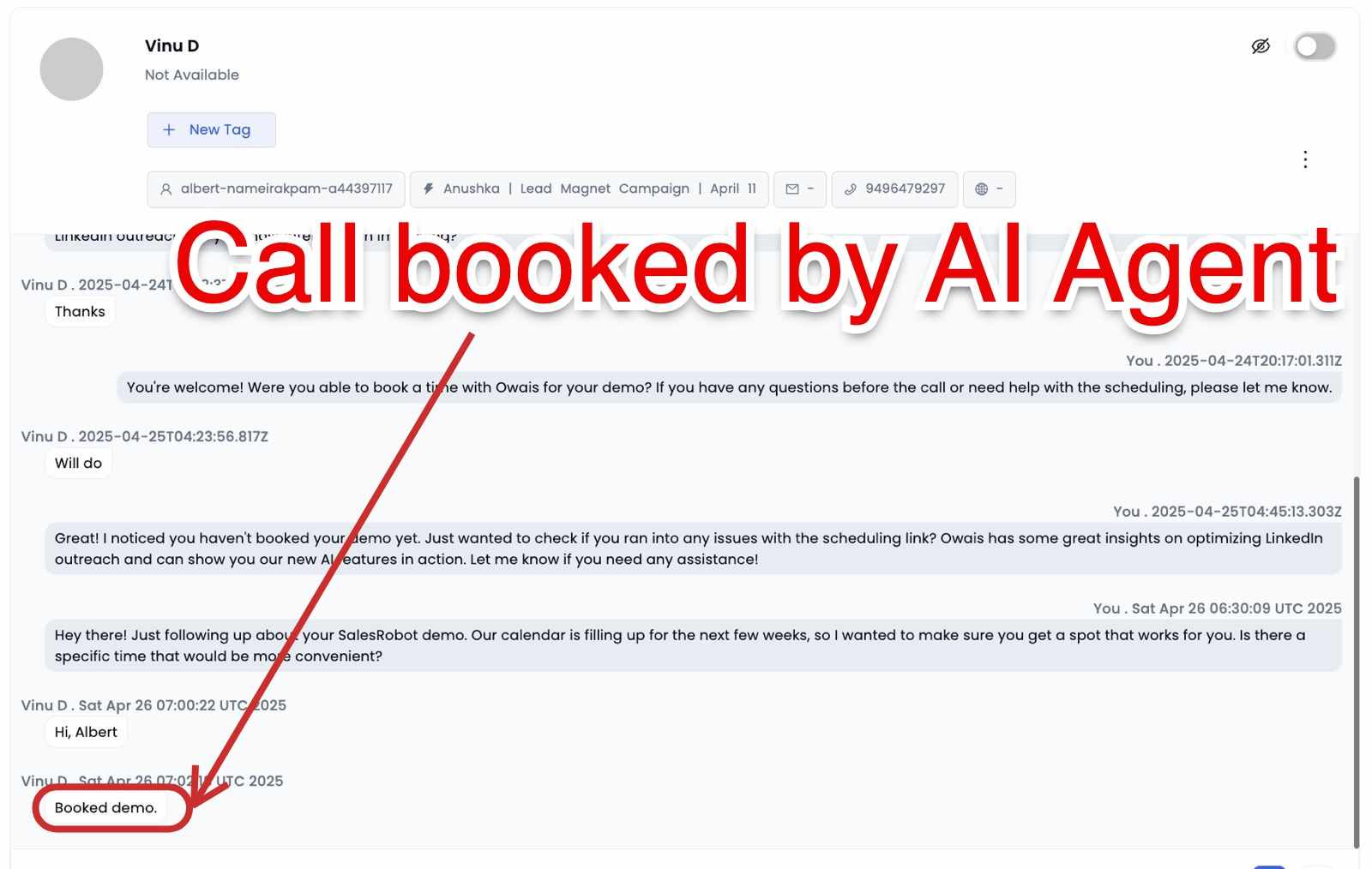 Call booked by AI Agent