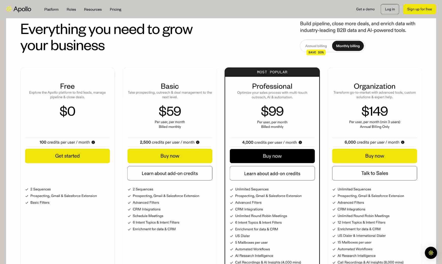 Apollo.io's latest pricing explained.