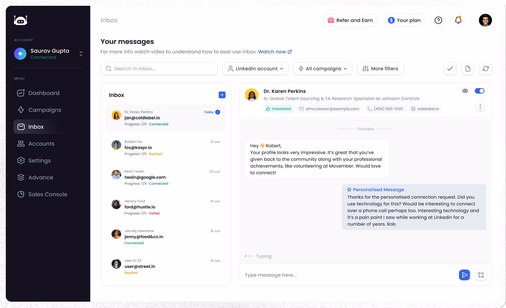 Salesrobot message personalization