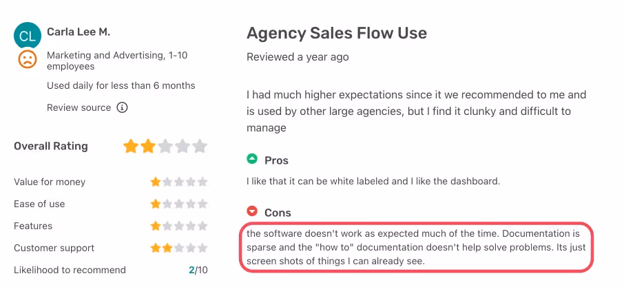 Salesflow poor customer review