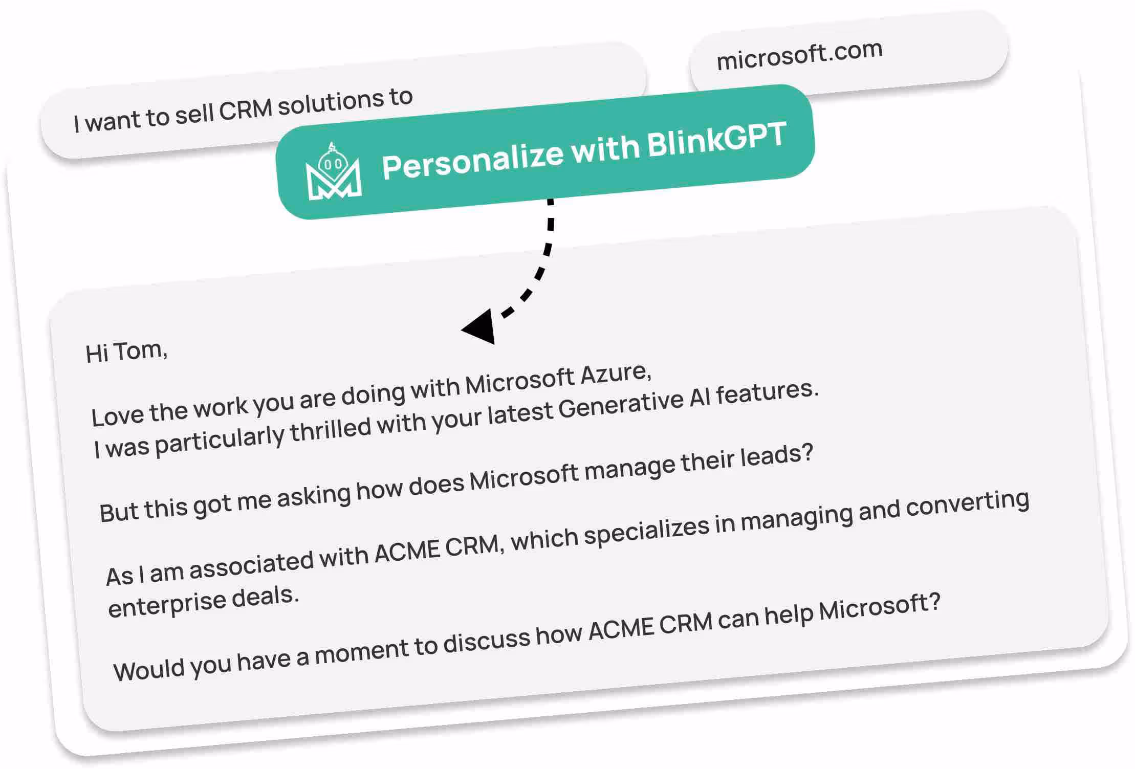 Personalised email using SalesBlink's BlinkGPT