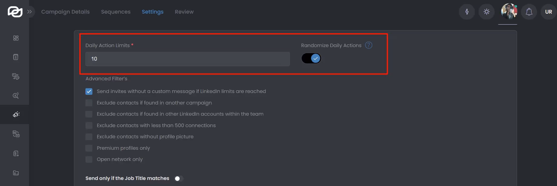 We-Connect LinkedIn daily action limits