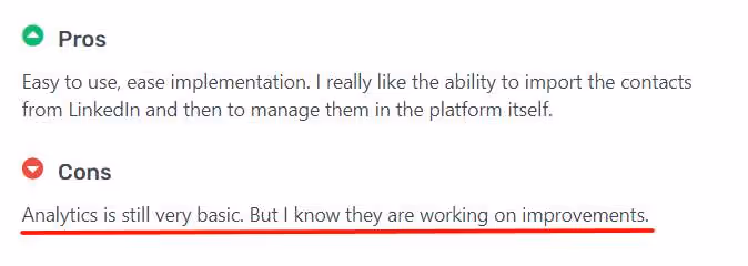 User review of We-Connect saying its reporting is basic
