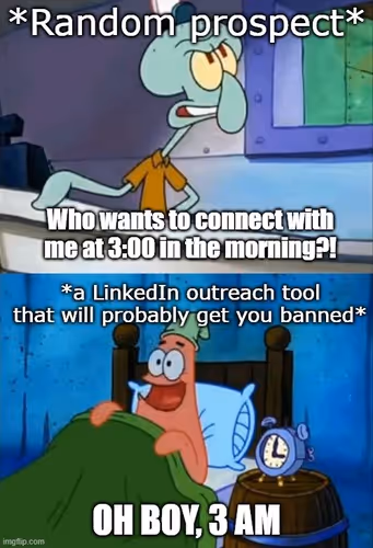 LinkedIn outreach tool prospecting meme