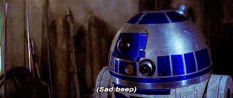 R2D2 beeping sadly