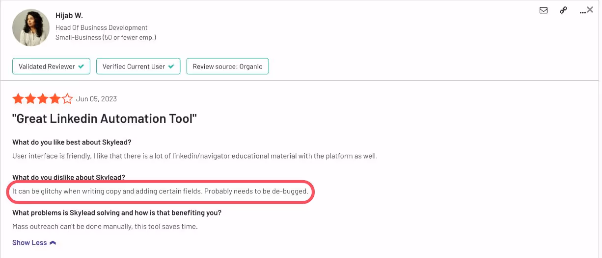 Skylead reviews on G2