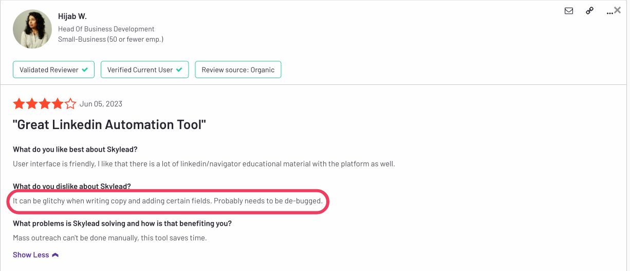 Skylead glitchy UI user review