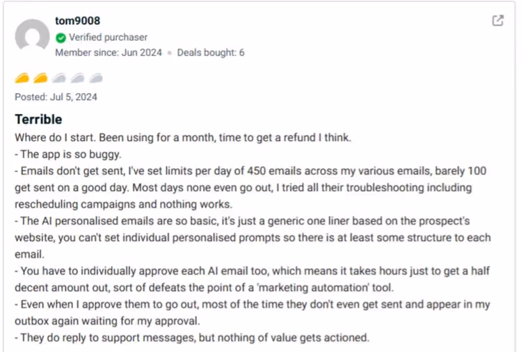 negative appsumo review