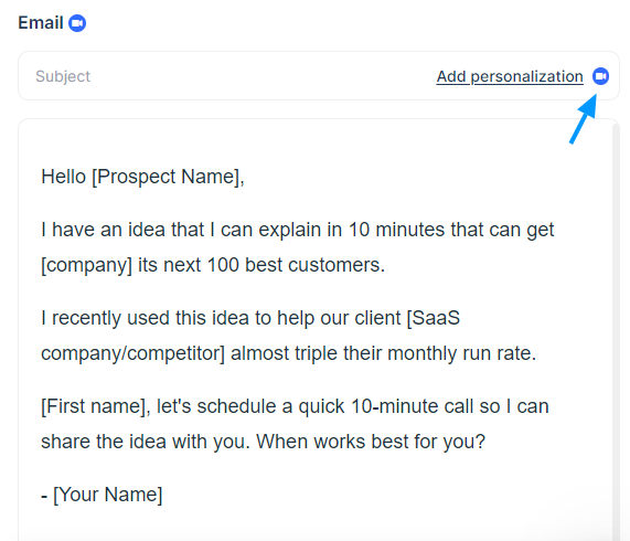 Lemlist email personalization options.