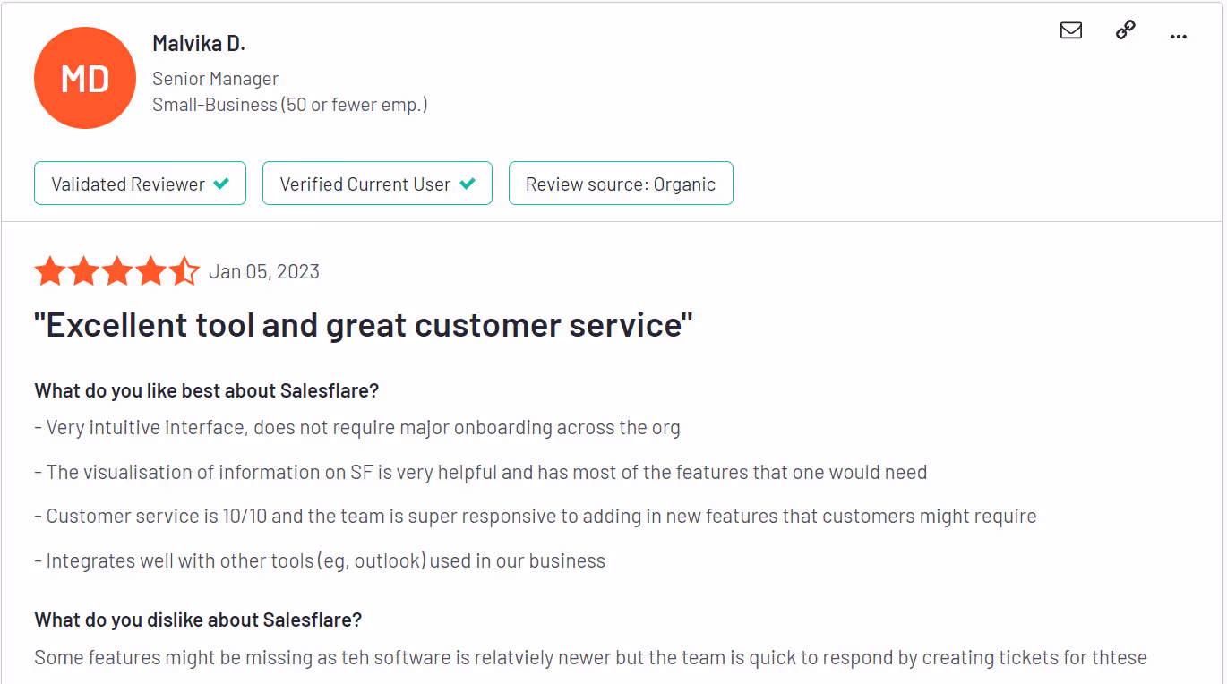 Salesflare review on G2