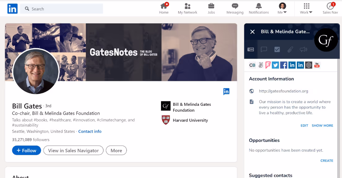 Importing data from LinkedIn using Salesflare