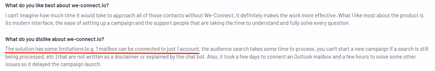 We-Connect mailbox limitations