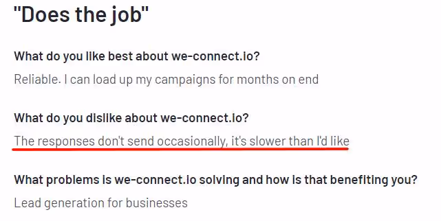 User review of We-Connect saying it is slow