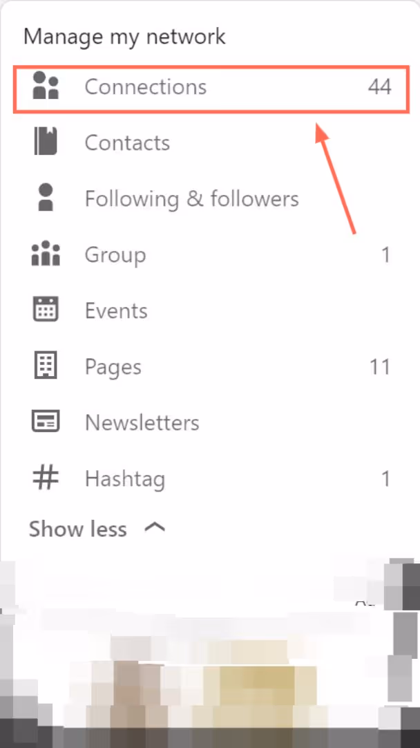 Step 2 to unfollow people on LinkedIn