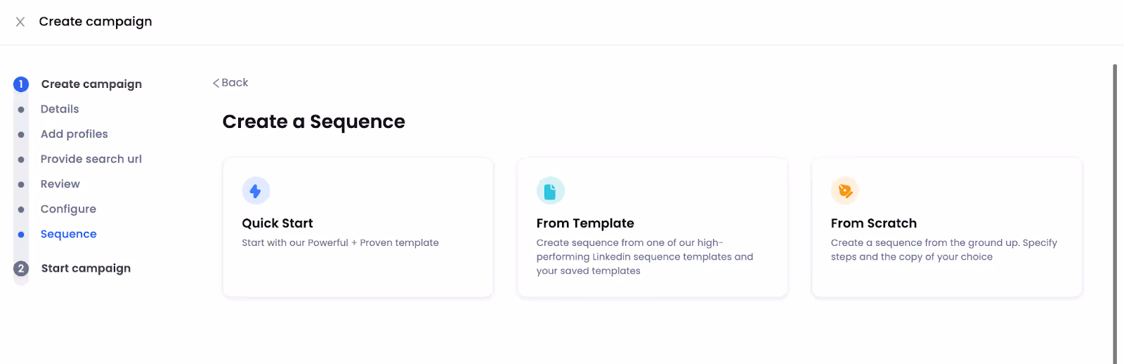 Salesrobot screenshot of creating sequences