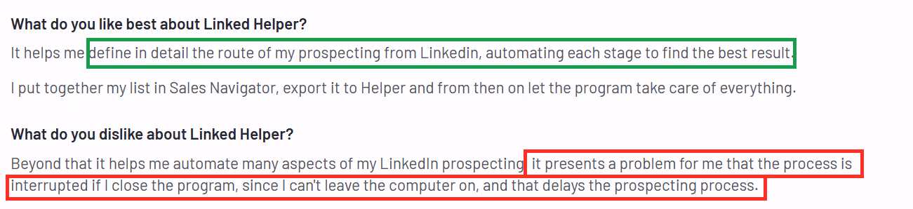 Linked Helper review highlighting pros and cons