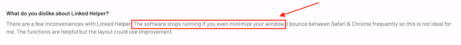 Review of Linked Helper highlighting poor UI