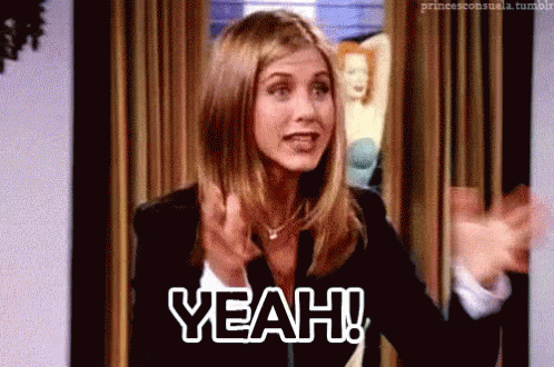 A gif of Rachel from FRIENDS saying yeah