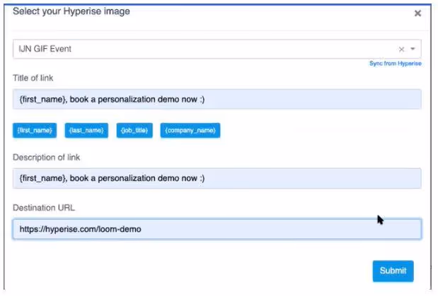 Expandi personalization options screenshot