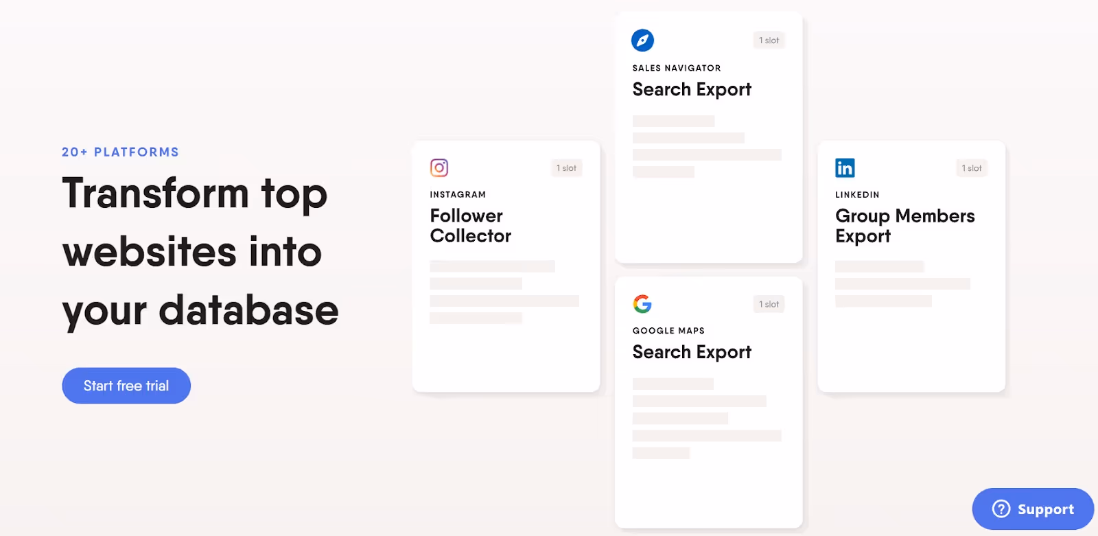 Phantombuster scraping options screenshot
