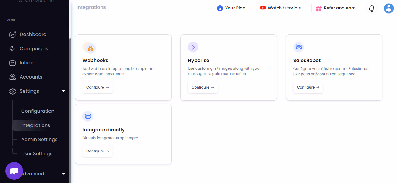 Native integrations provided by Salesrobot.
