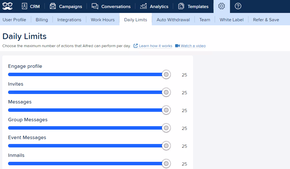 Meet Alfred daily automation limits.