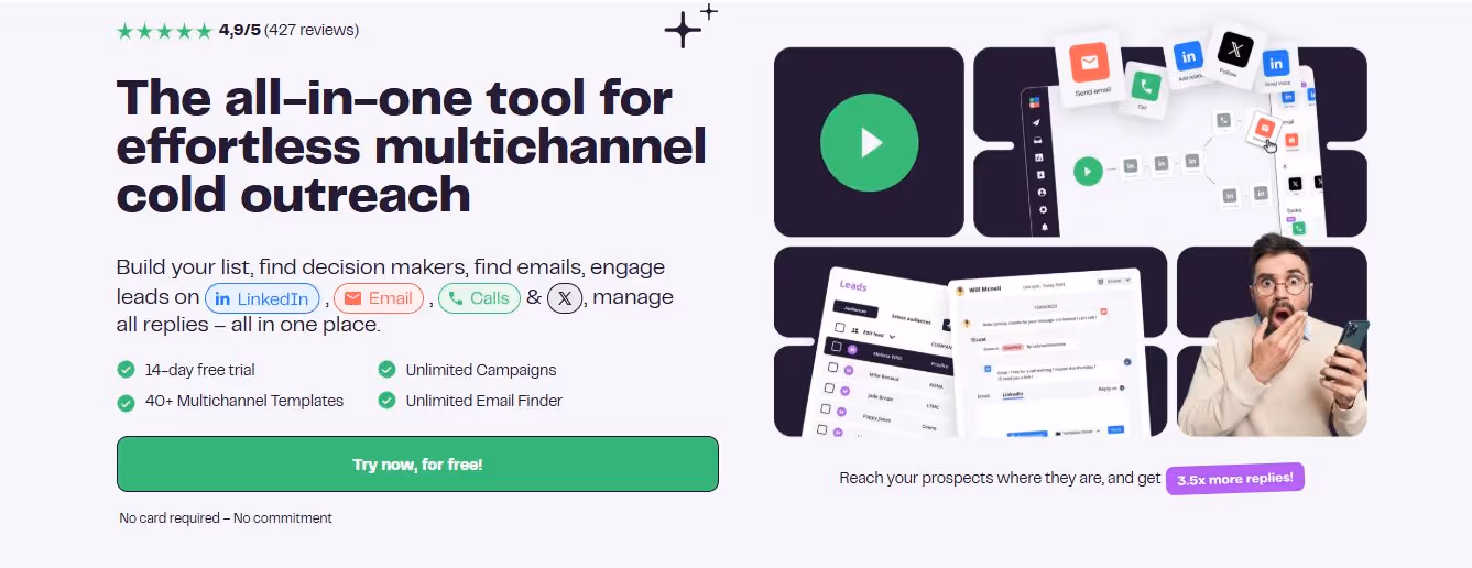 The all-in-one tool for effortless multichannel cold outreach.