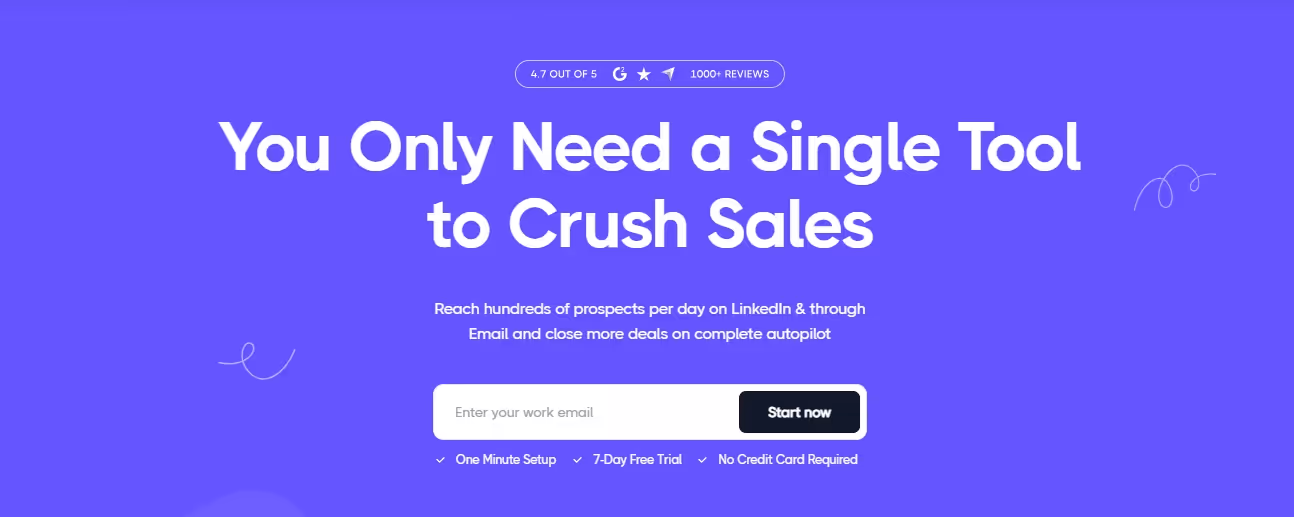 Dripify website advertising a single tool to crush sales.
