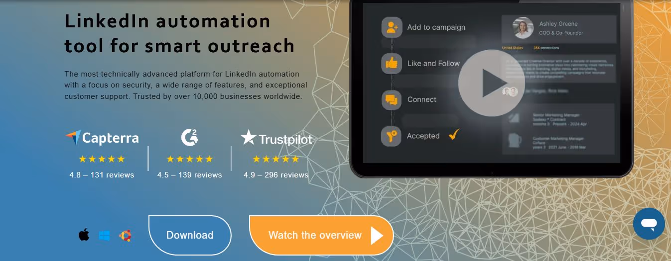 LinkedIn automation tool for smart outreach, trusted by over 10,000 businesses.