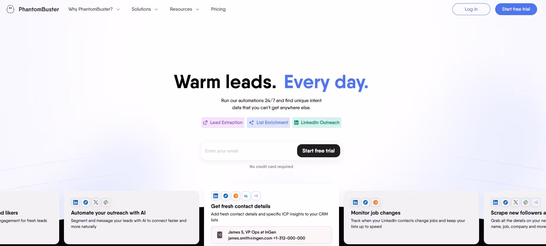 PhantomBuster home page.
