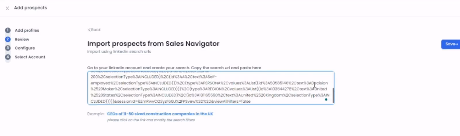 SalesRobot importing from Sales Nav