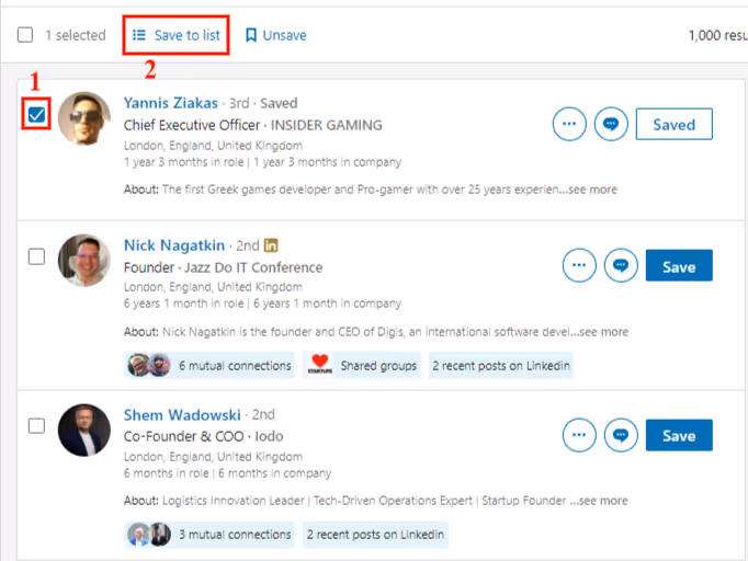 Sales Navigator list feature