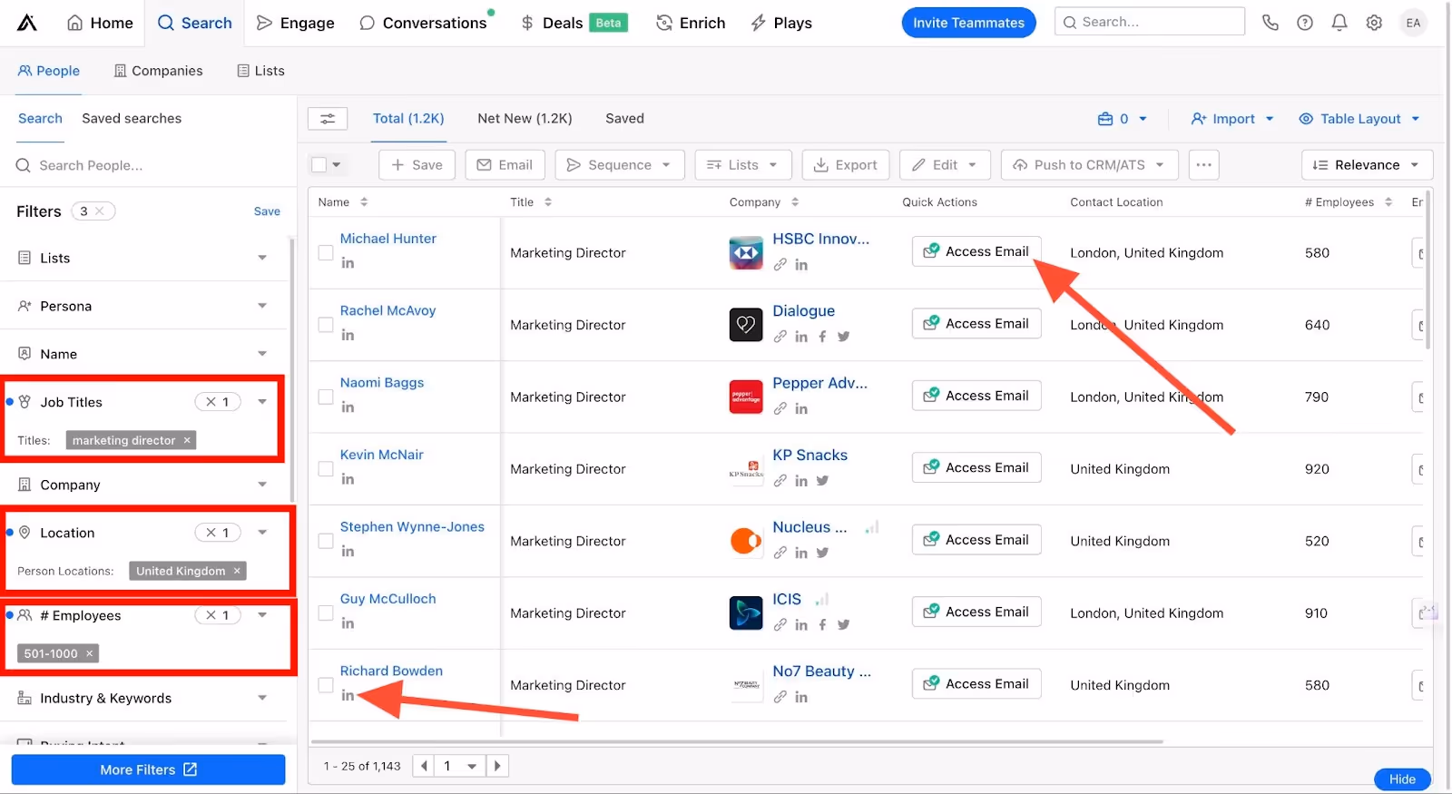 Advance filters to target users using Apollo.io