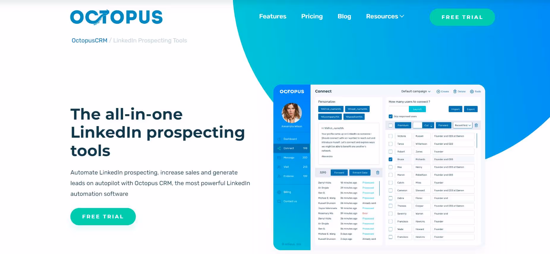 OctopUS CRM homepages