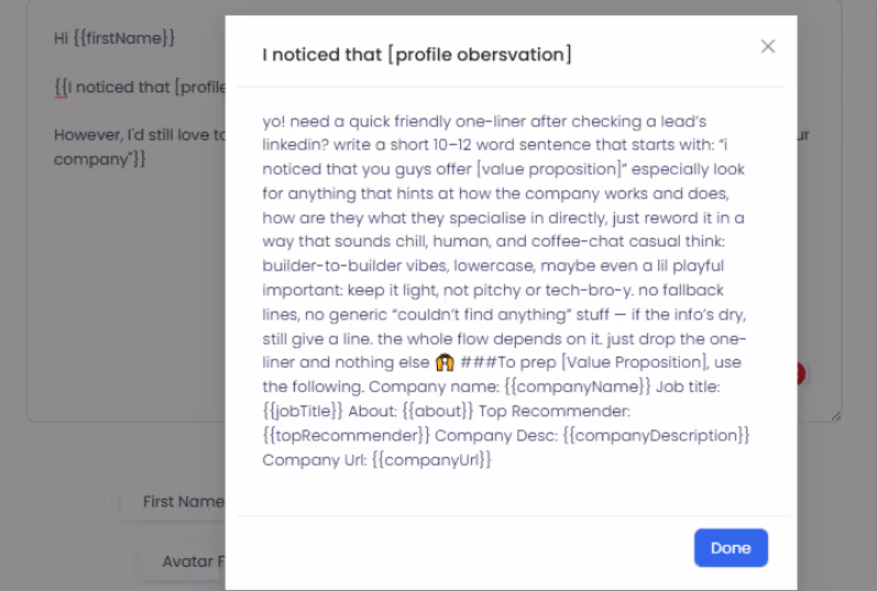 detailed AI variable prompt
