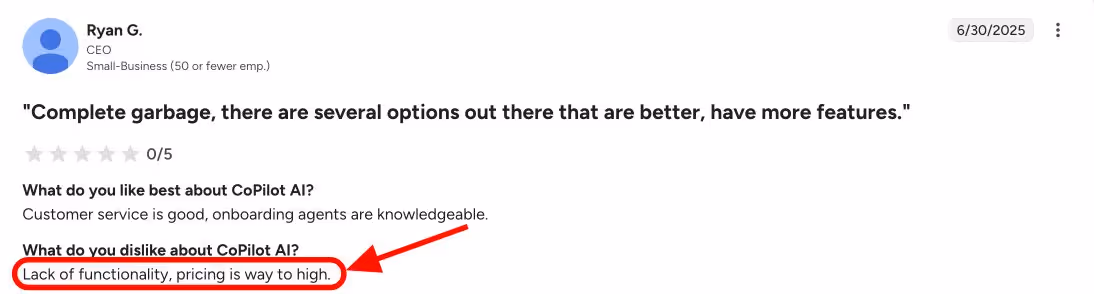 CoPilot AI g2 review