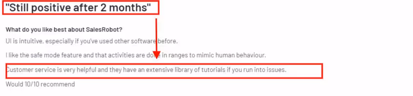 G2 review of Salesrobot